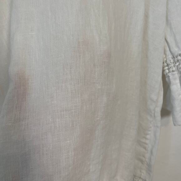 Italian White Linen 3/4 Sleeve Peasant Blouse - Picture 5 of 8